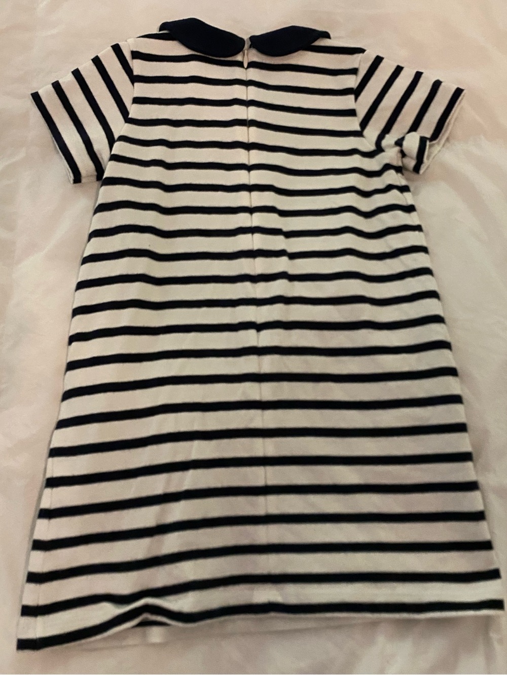 Petit Bateau Navy & White Striped Peter Collar Dress 4T - Picture 4 of 6